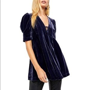 Free people Adelle velvet tunic Indigo xs